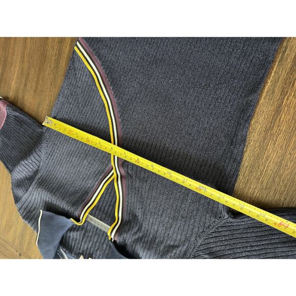 Parker Dress Navy Ribbed Knit Polo Collar Surplice Stripe Trim M - Picture 7 of 9